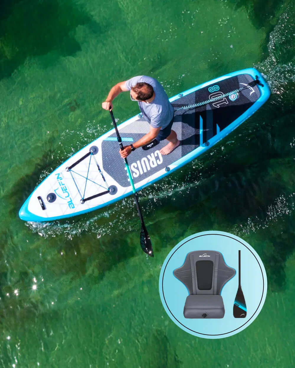 Cruise 10'8 Legacy Blue Inflatable Paddleboard with Kayak Kit (2024 Edition)