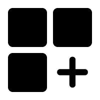 Four squares arranged in a grid with a plus sign below, indicating an add or expand function.