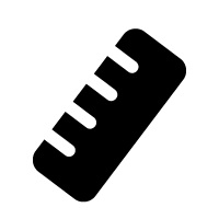 Black silhouette of a ruler with measurement markings and rounded edges