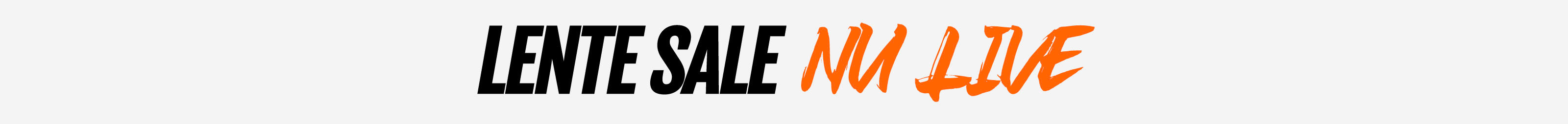 Text graphic with "LENTE SALE" in bold black and "NU LIVE" in orange on a light gray background