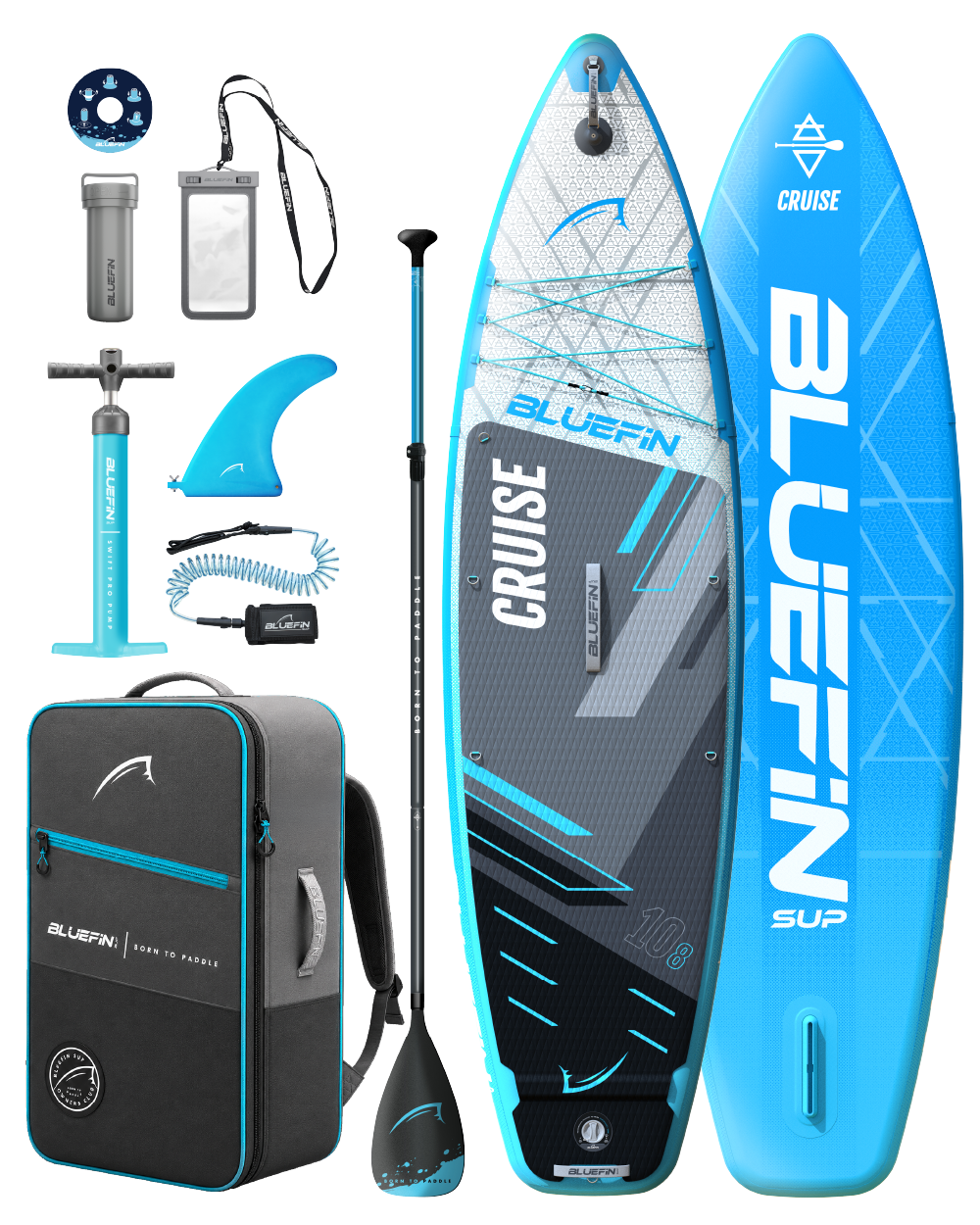 BOARDWORKS [Blue] 8’0” WAKE SUP フィン付き Cruise 10'8 Opblaasbare Paddleboard SUP – Bluefin SUP