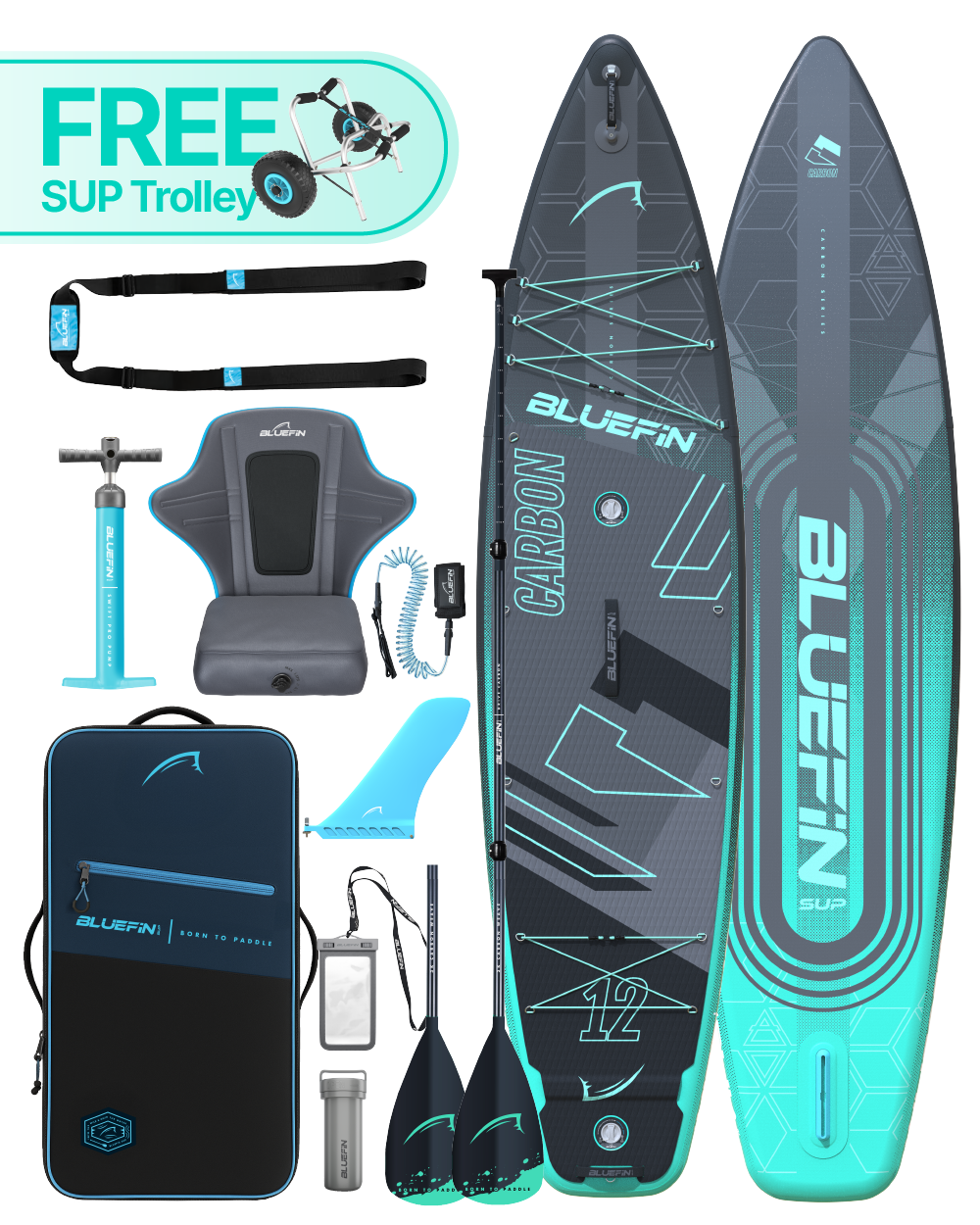 Nieuwe Carbon 12' Premium Opblaasbare SUP