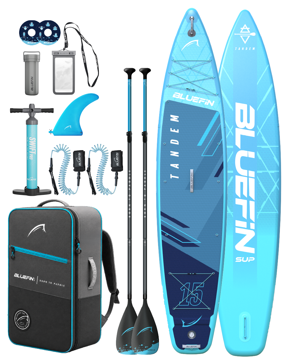 Tandem 15' opblaasbaar SUP-paddleboard