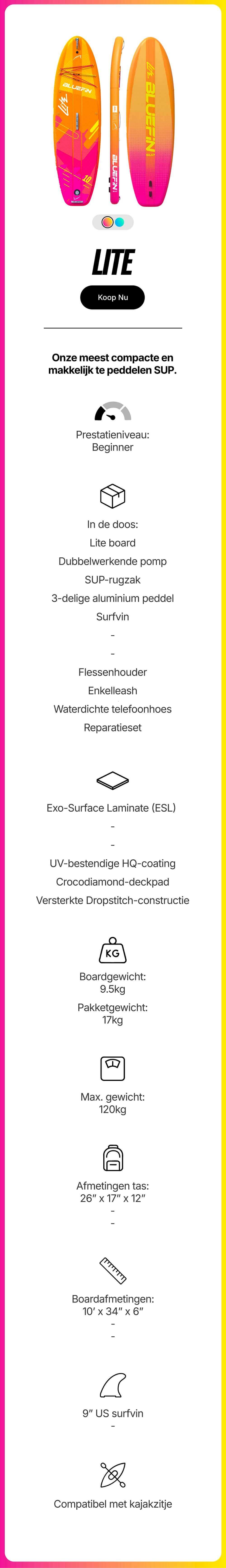 Inflatable paddleboard in vibrant orange and pink with a textured deck pad and center fin