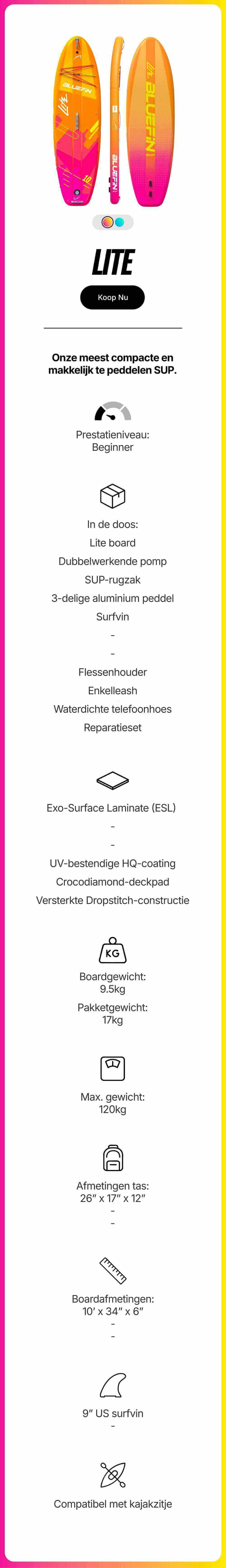 Inflatable paddleboard in vibrant orange and pink with a textured deck pad and center fin