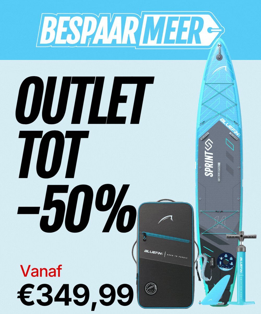 Outletaanbieding: Bluefin Sprint SUP-pakket met accessoires, tot 50% korting vanaf €349,99