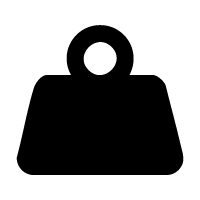 Black weight icon with a circular handle on top, representing a gym weight.