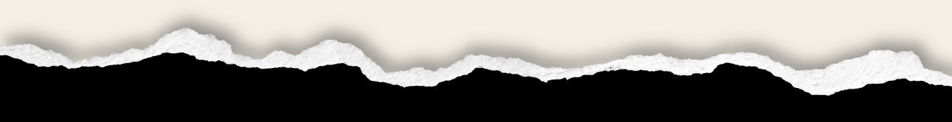 Torn paper edge with a white top layer and a black bottom layer, creating a textured contrast.