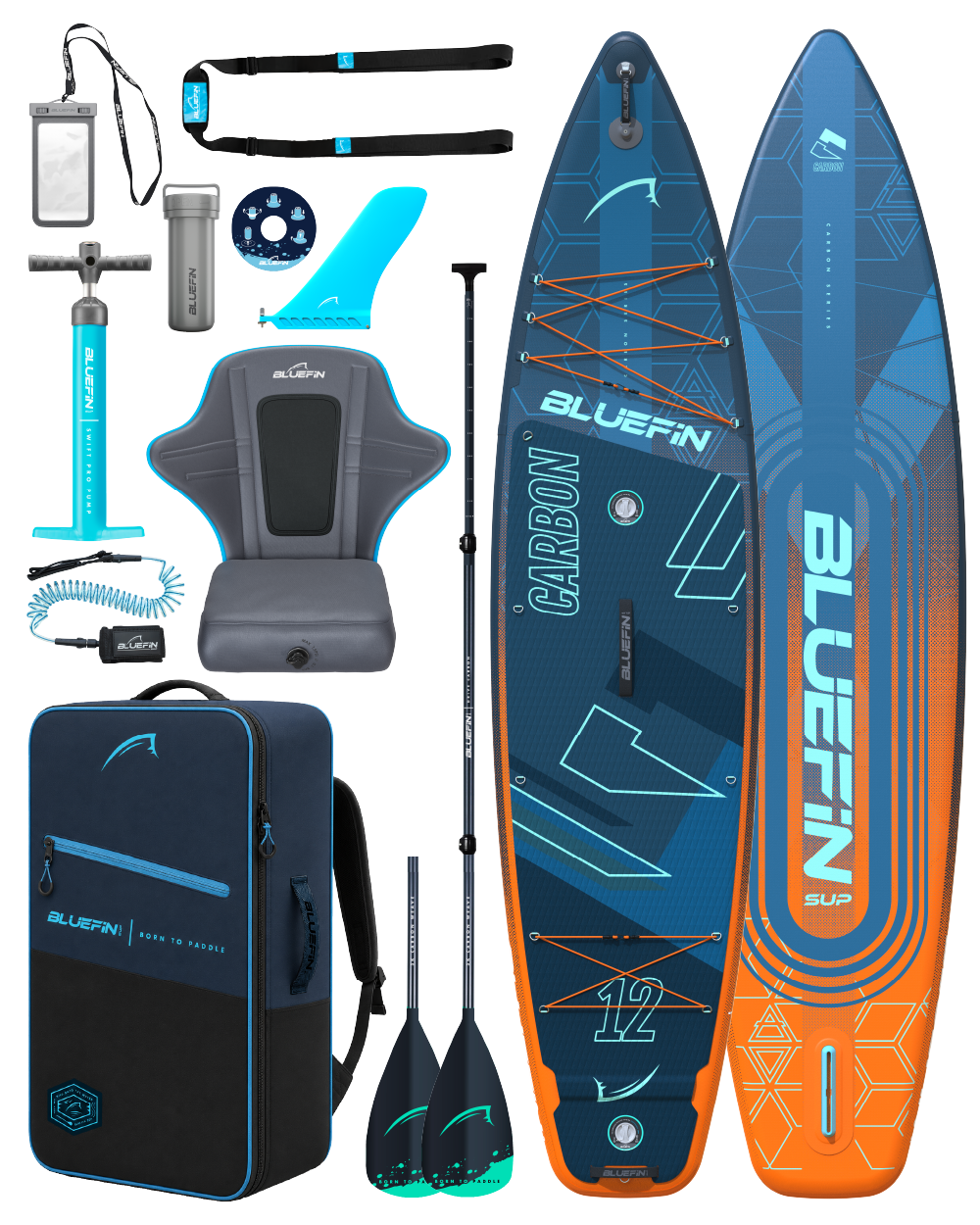 Orange Carbon 12' Premium Inflatable SUP Paddleboard