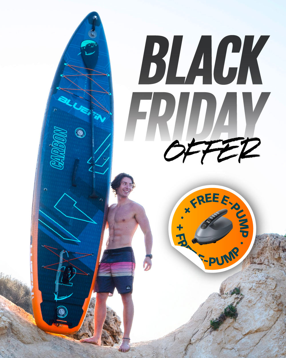 Orange Carbon 12' Premium Inflatable SUP Paddleboard