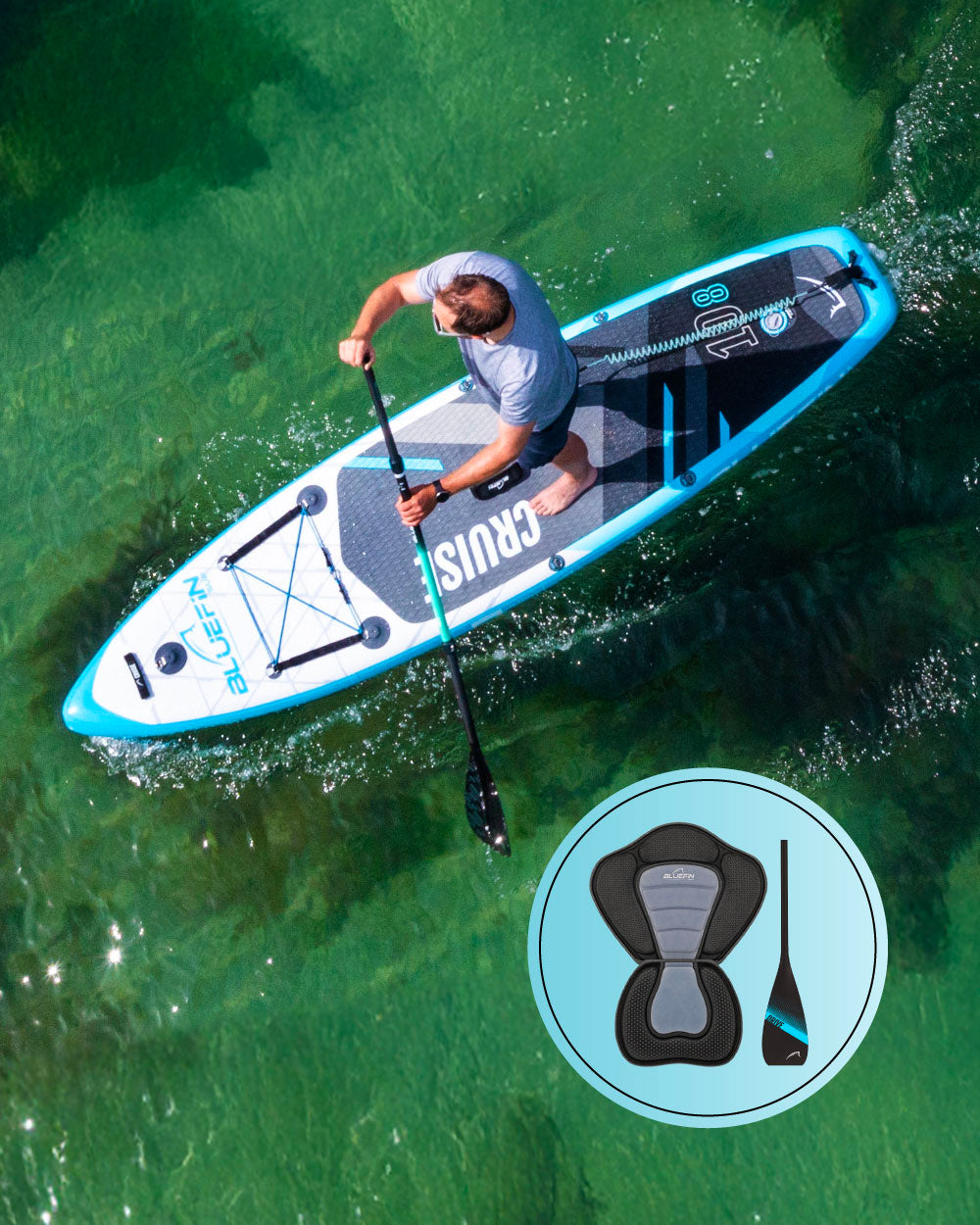 <tc>Cruise</tc> 10'8 <tc>Legacy Blue</tc> Opblaasbare paddleboard met kajakset (editie 2024)